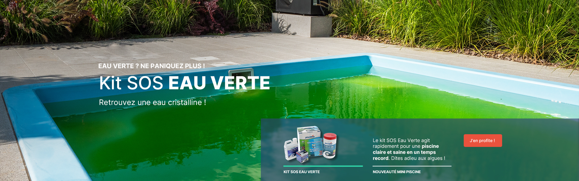 Kit SOS eau verte : Eau verte ? Ne paniquez plus ! Le kit SOS Eau Verte agit rapidement pour une piscine claire et saine en un temps record. Dites adieu aux algues et retrouvez une eau cristalline !