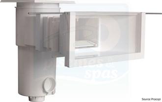 Skimmer miroir SL-119-M-MR - AQUAREVA - Grande meurtrière + rallonge pour piscine Maçonnerie - Liner - Blanc