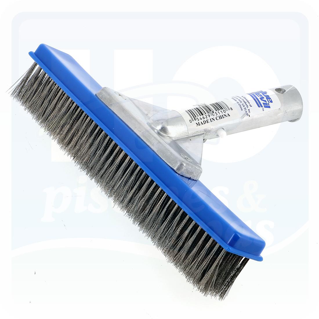 Brosse de paroi anti-algues de piscine de 26 cm avec poils acier, support  renforcé aluminium - H2o Piscines & Spas