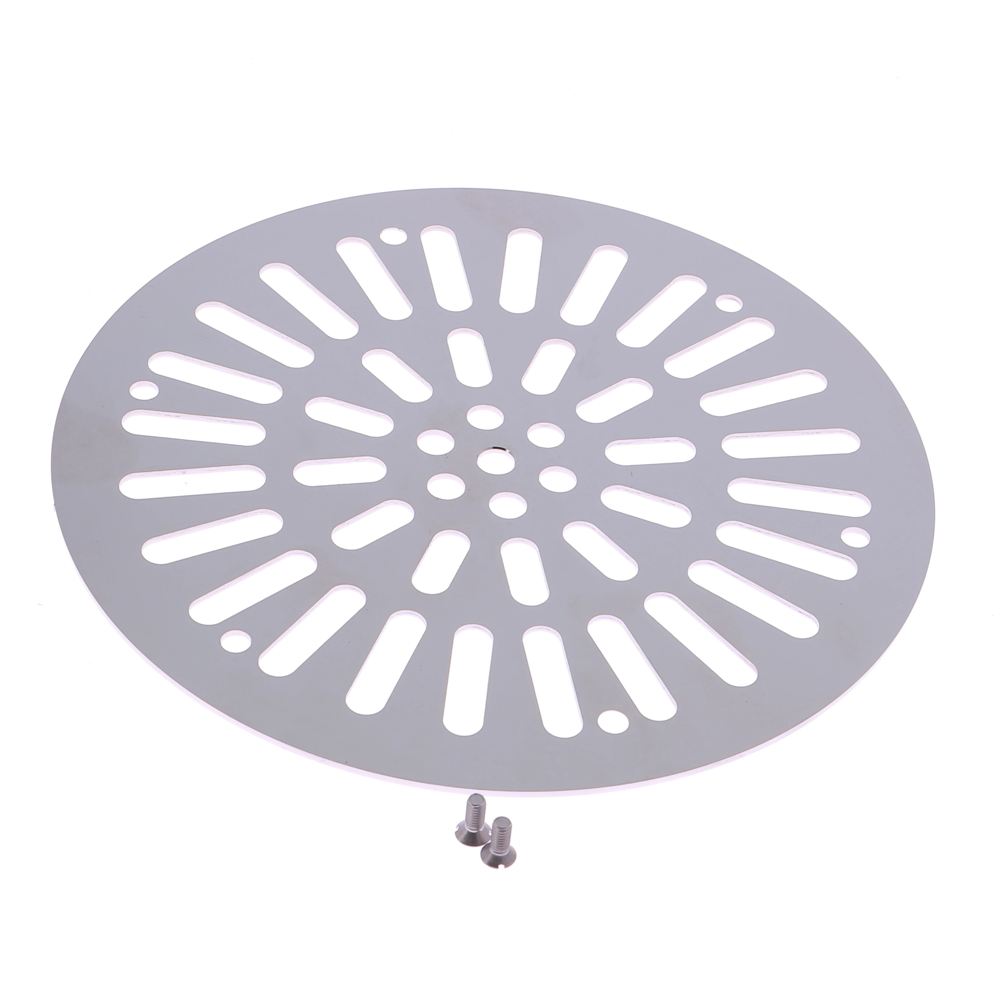 Grille inox et vis de la bonde de fond ronde béton 2