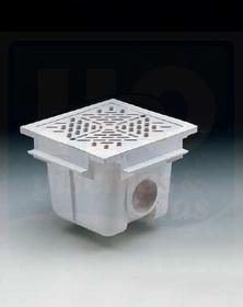 Bonde de fond ASTRAL carrée avec grille 210 * 210 mm pour piscine liner- Blanche