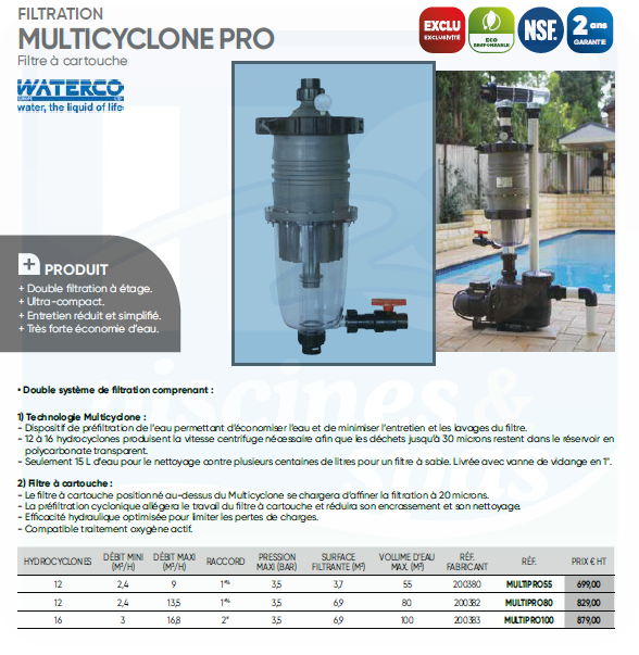 Filtre à cartouche pour piscine WATERCO® Multicyclone 16.8 m³/h - 2