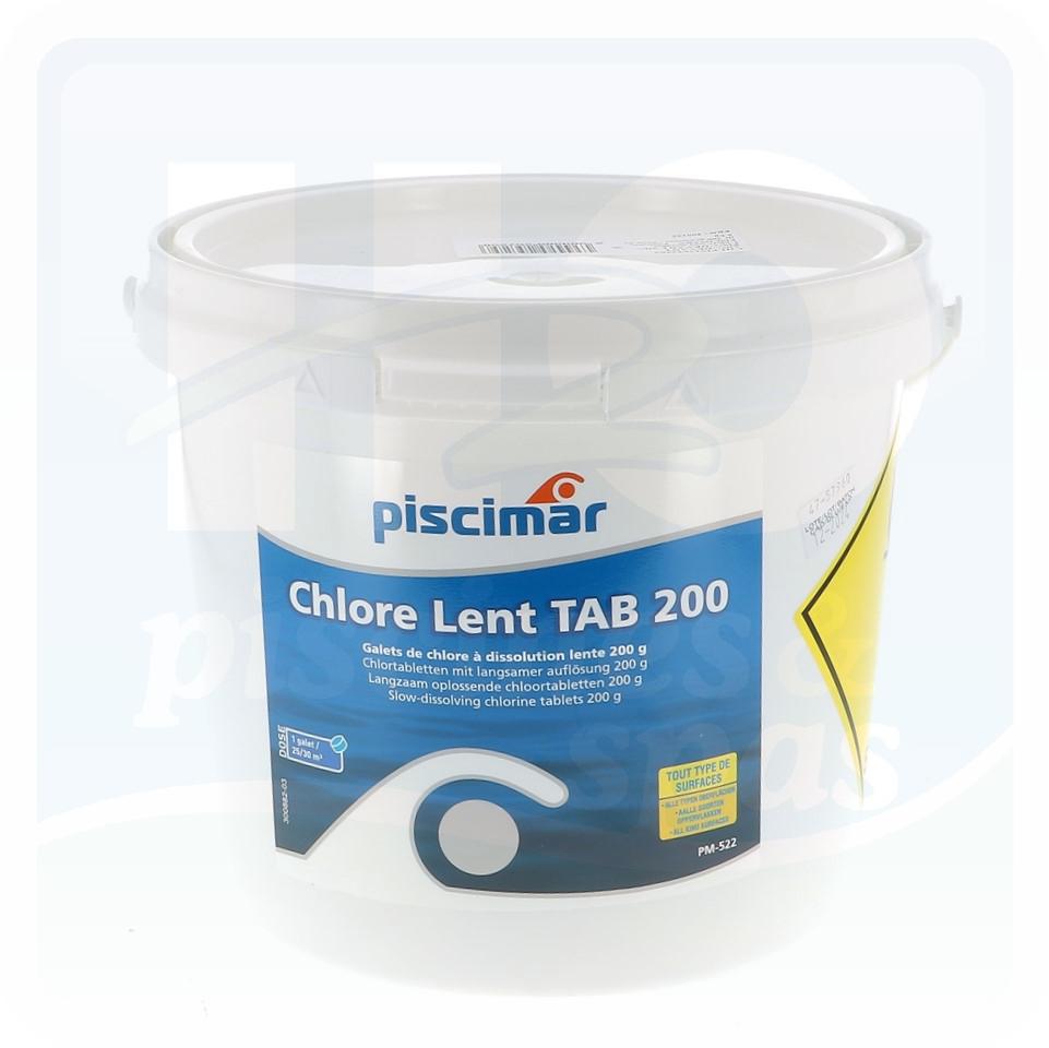 Chlore lent stabilisé PISCIMAR® - Tablettes de 200 grammes - Seau