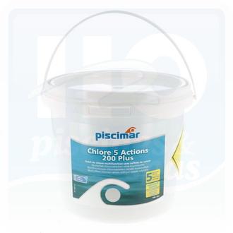 Chlore lent multifonctions stabilisé sans cuivre PISCIMAR® - Tablettes de 200 grammes - Seau de 5 kg