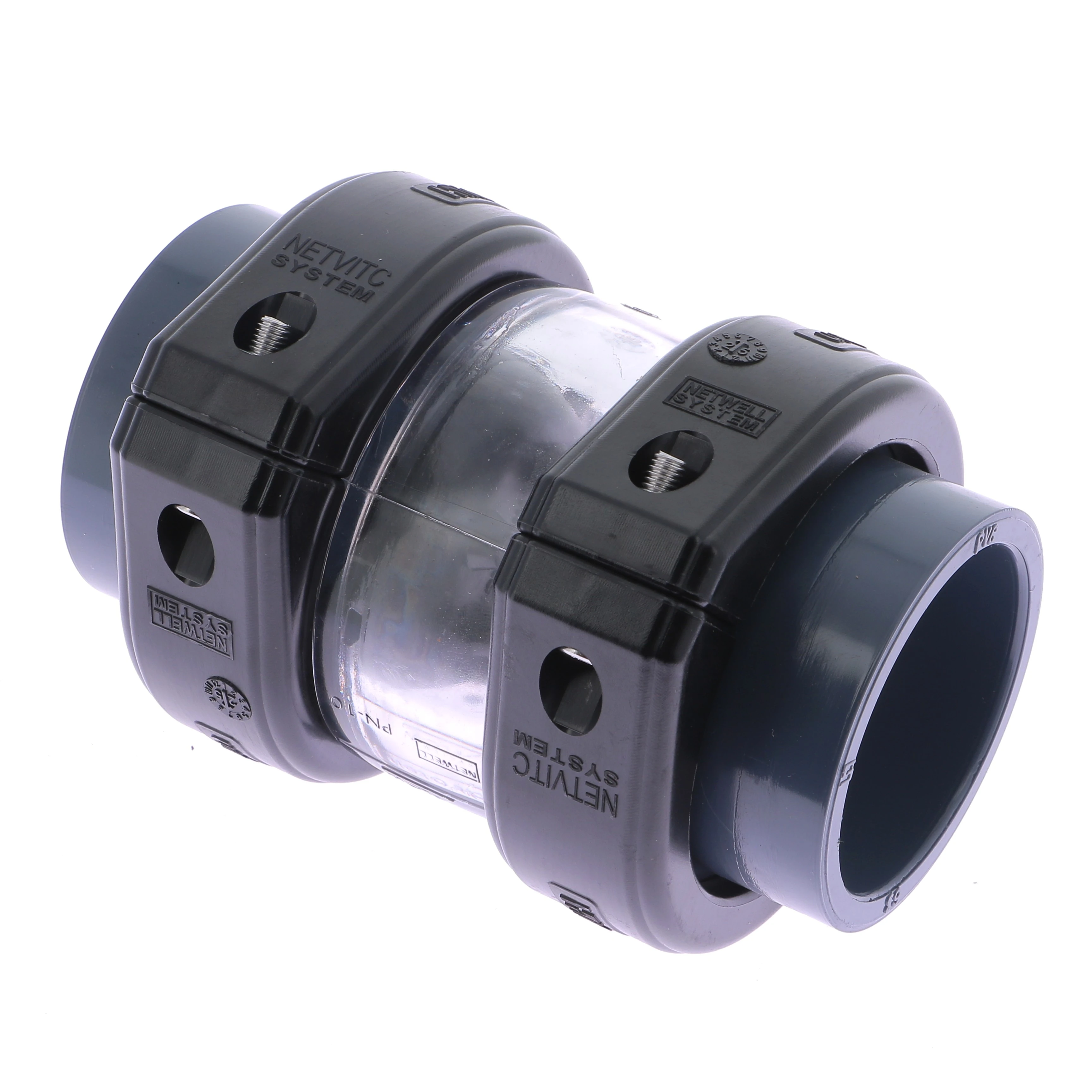 Clapet anti retour à battant avec corps transparent femelle à coller en 63 mm