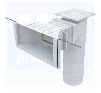 Skimmer &agrave; cartouche effet miroir AQUAREVA - Grande meurtri&egrave;re pour piscine Panneaux - Liner - Blanc