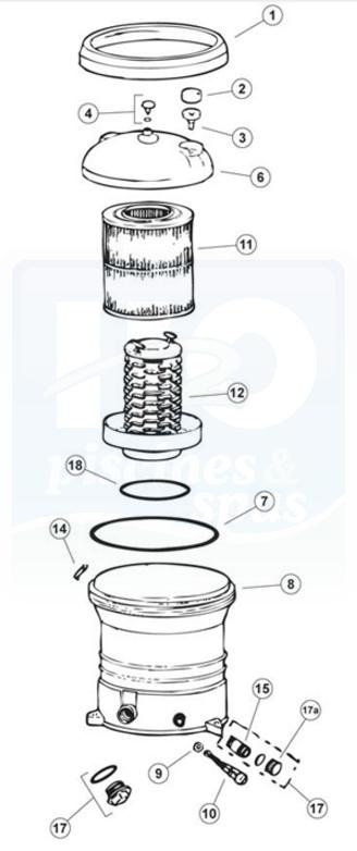 Casse porte cartouche Filtre WFR100 H2o-55083-toutes-les-pieces-detachees-du-filtre-a-cartouche-jacuzzi-cfr